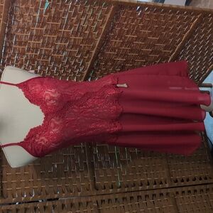 Elegant Red Lace Chemise